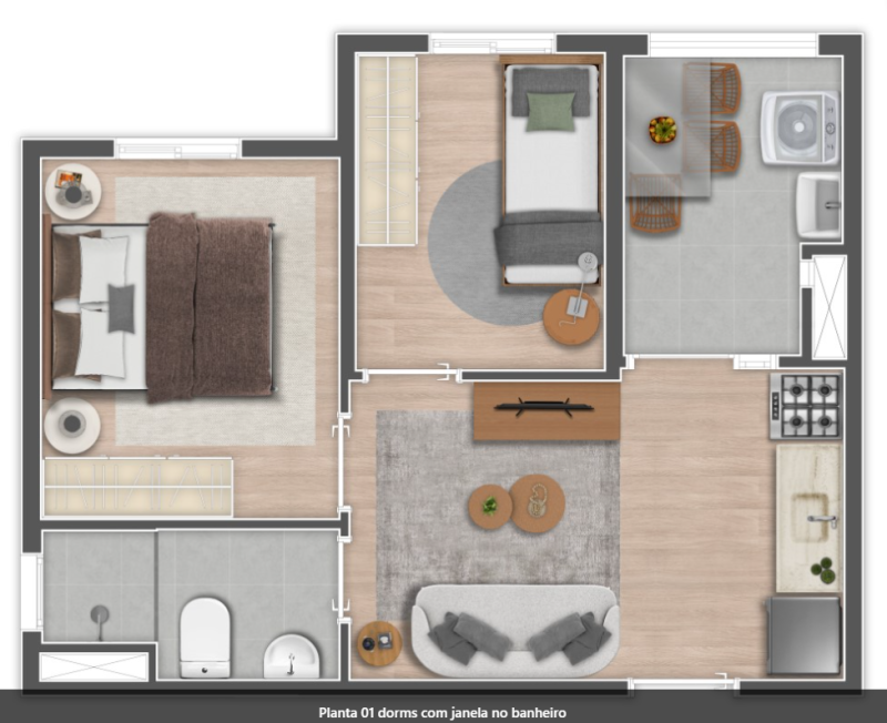 Planta 1 dorm janela banheiro